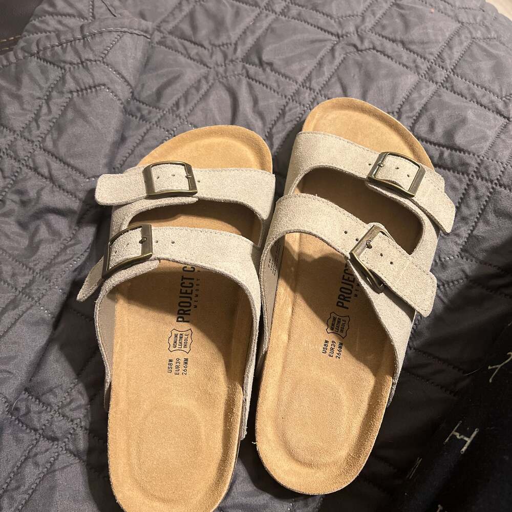 Project Cloud Genuine Leather Cork Footbed Flat Sandals